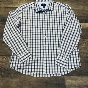 Egara Black, Blue and White Plaid Button Down Shirt